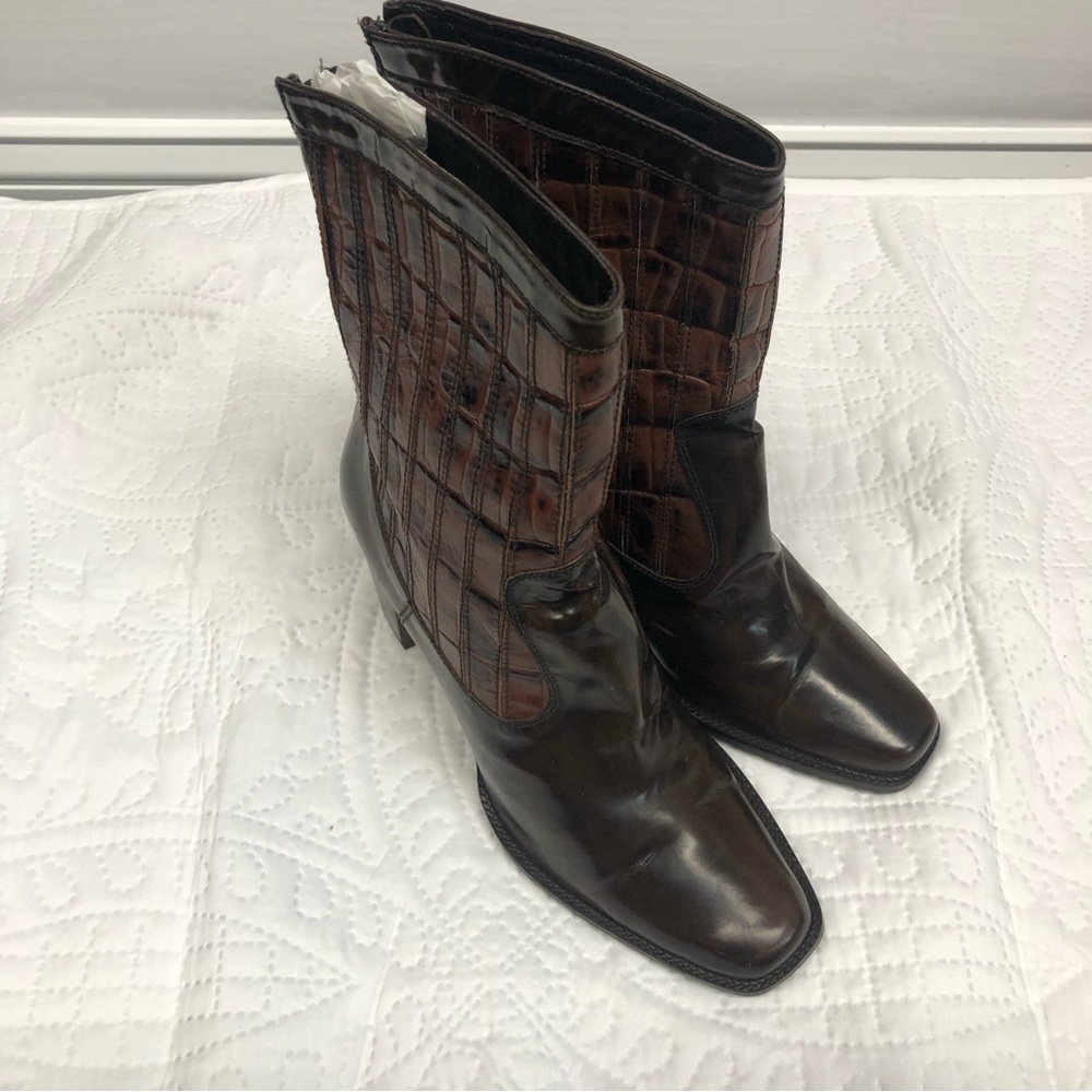 Stuart weitzman croc heeled boots, NWOT - Picture 15 of 16